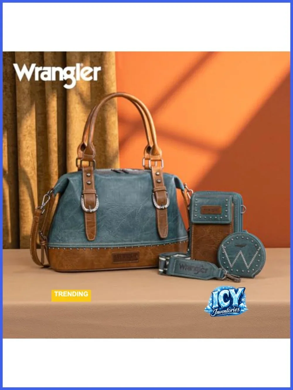3-Piece Faux Leather Doctor Bag Set with Top Handle, Satchel, Cell Phone Bag &